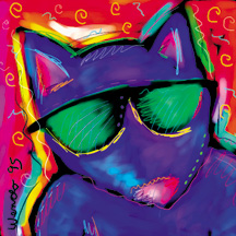 Blue cat with stuff