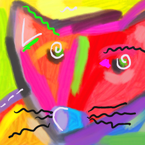 red cat with a green stripe